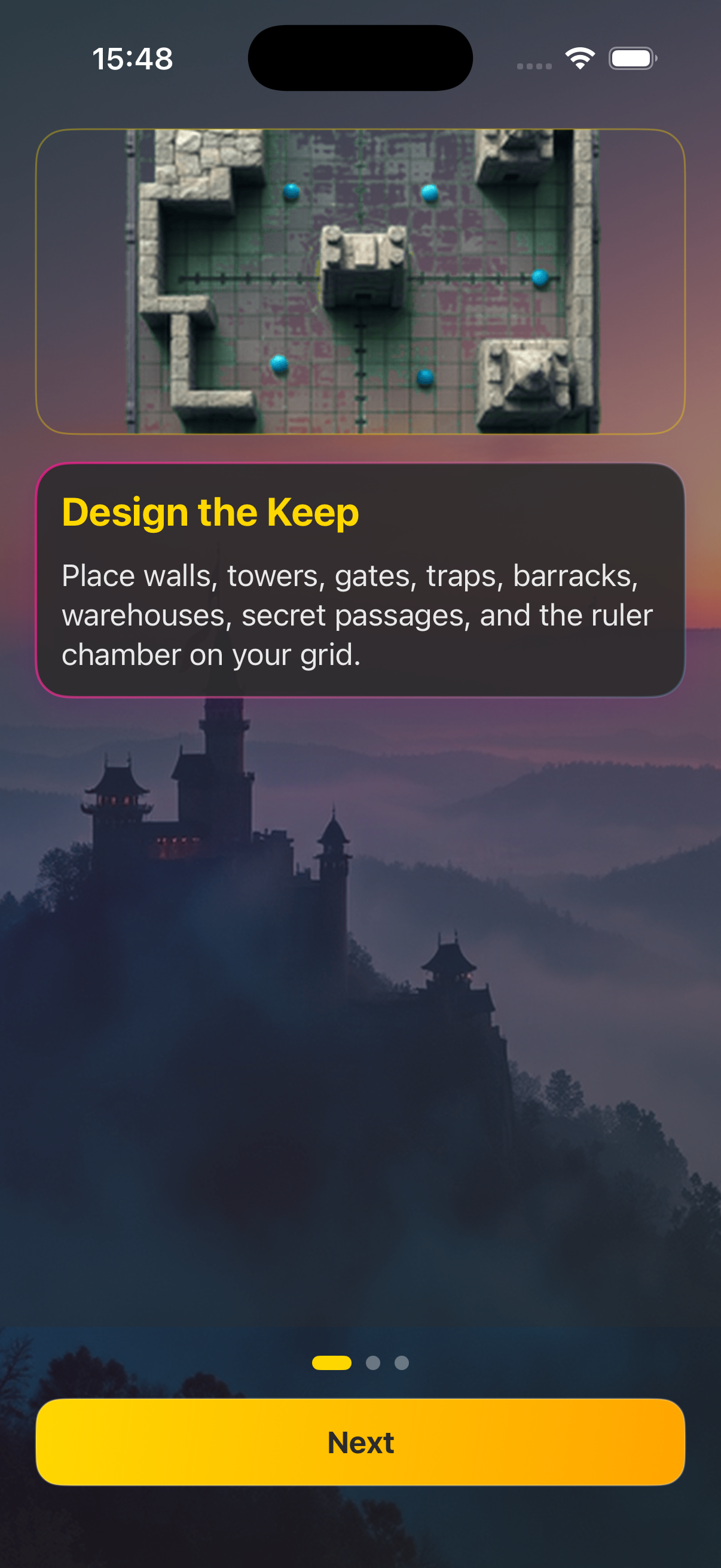 Castle Architect onboarding screen