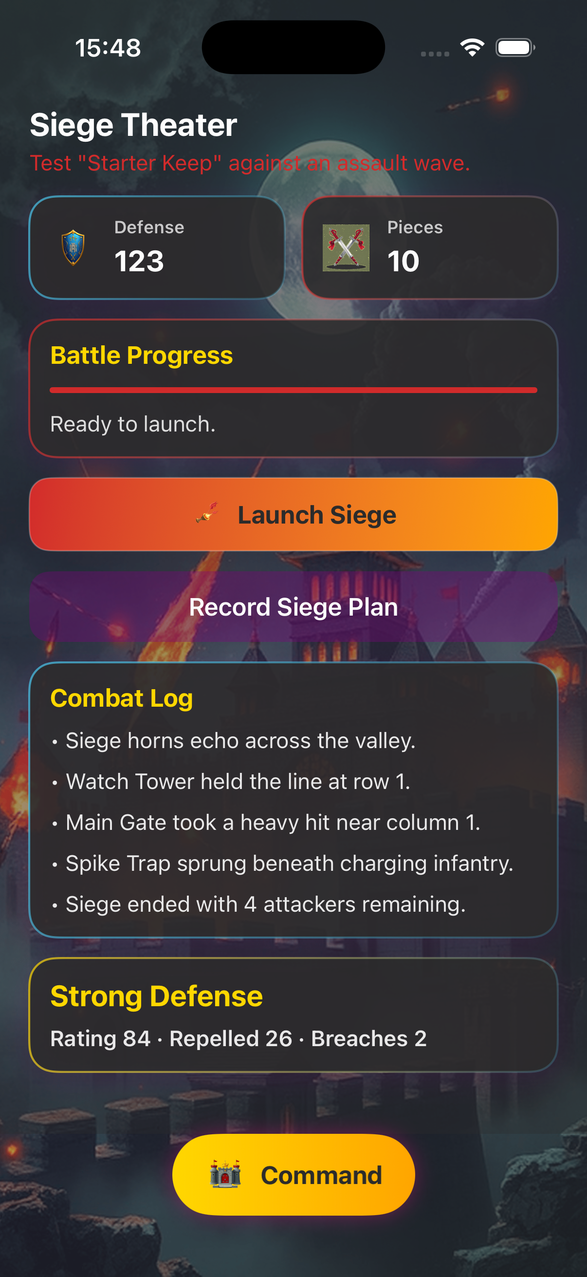 Siege simulation view